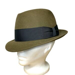 Vintage 50s Dobbs Fifth Avenue Fedora Hat Brown Wool Felt Classic Hipster 56 cm